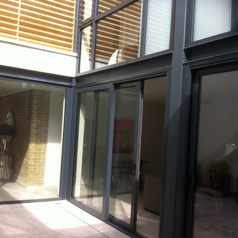 Anthracite aluminium sliding patio doors fitted in Stockwell